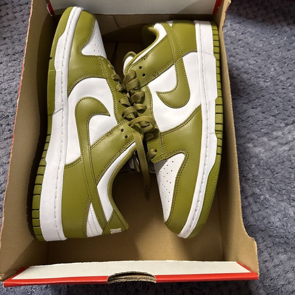 MENS NIKE DUNK LOW RETRO_WHITE/PACIFIC MOSS DV0833-105-SIZE 10 No Lid